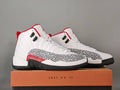 Air Jordan 12 Retro White & Red Patterned High-Top Sneakers
