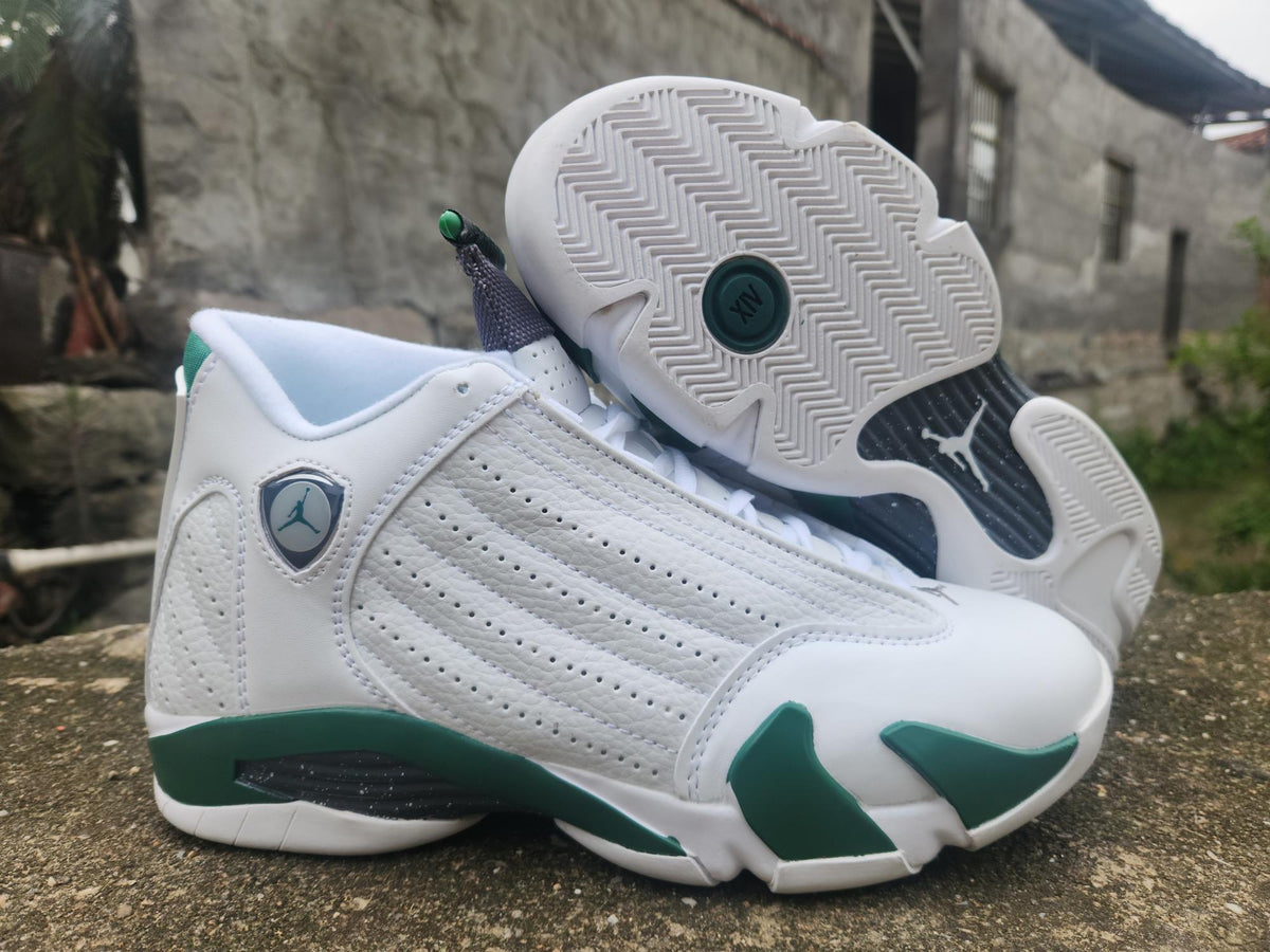 Air Jordan 14 White & Green Sneakers