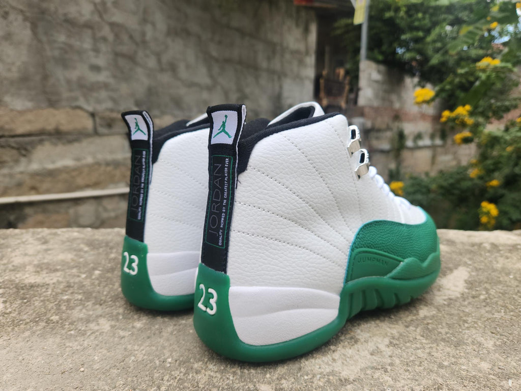 Air Jordan 12 Retro White & Gorge Green High-Top Sneakers