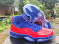 Air Jordan 11 Blue and Red High-Top Sneakers