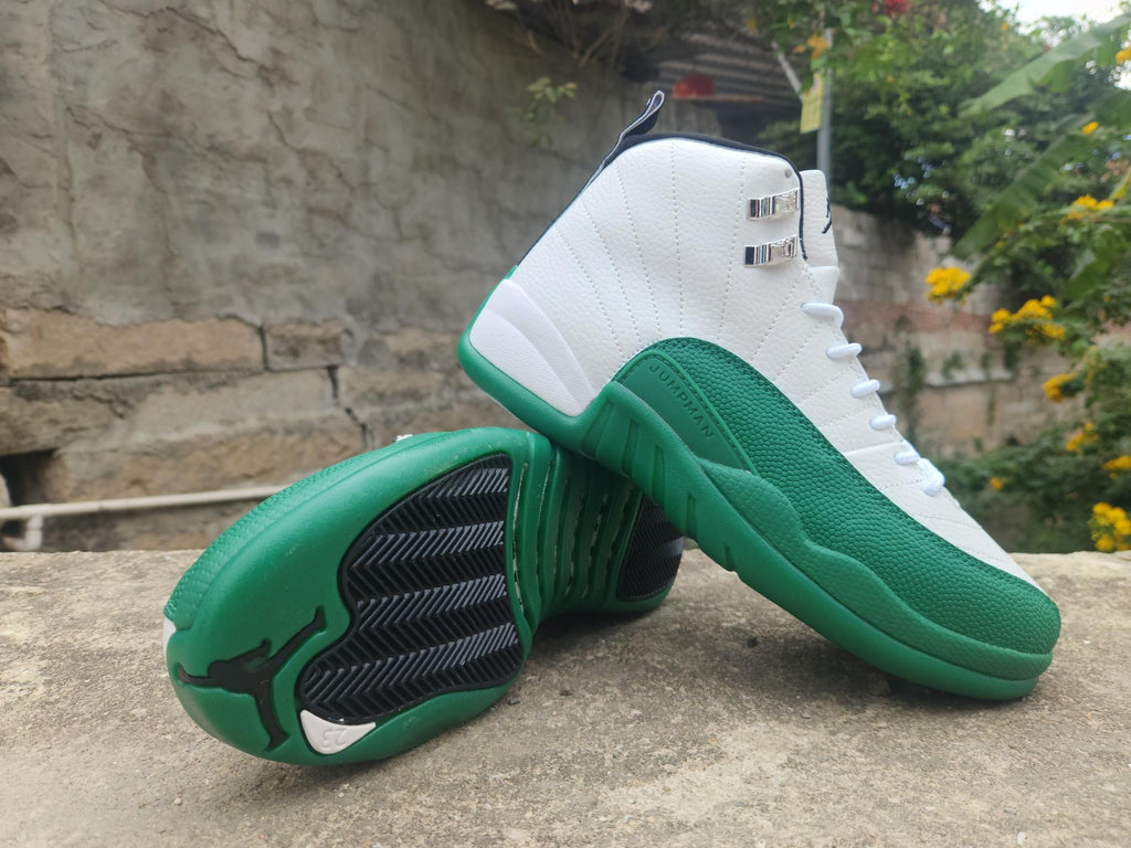 Air Jordan 12 Retro White & Gorge Green High-Top Sneakers