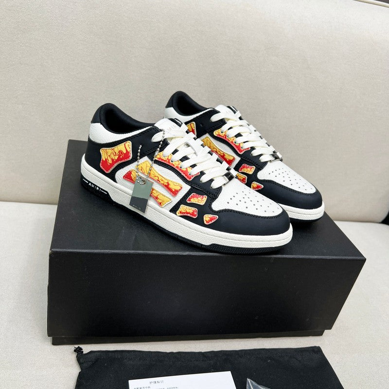 AMIRI Low-Top Sneakers – Black / White with Flame Details