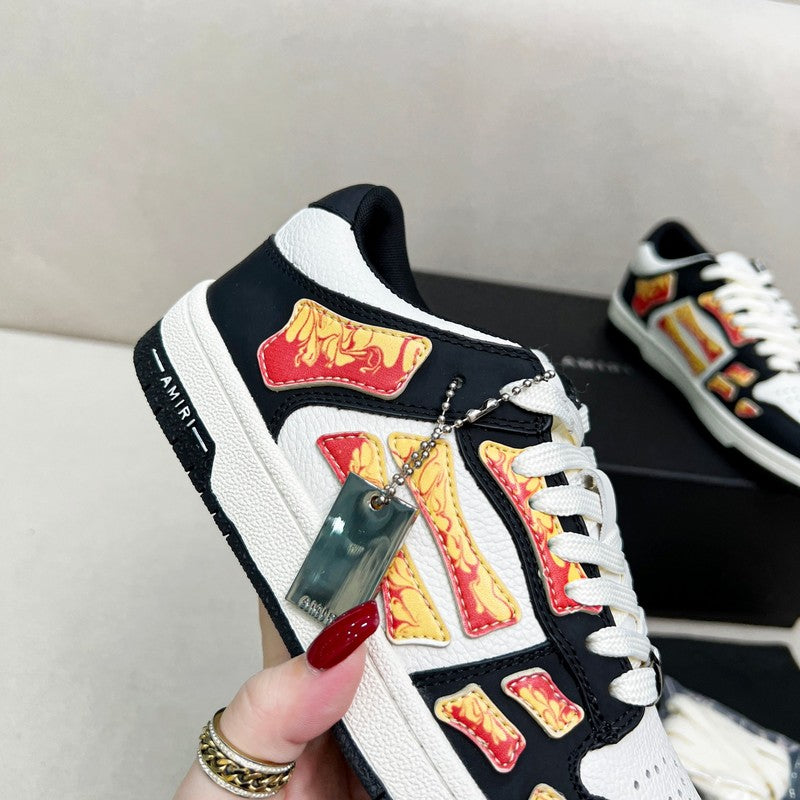AMIRI Low-Top Sneakers – Black / White with Flame Details
