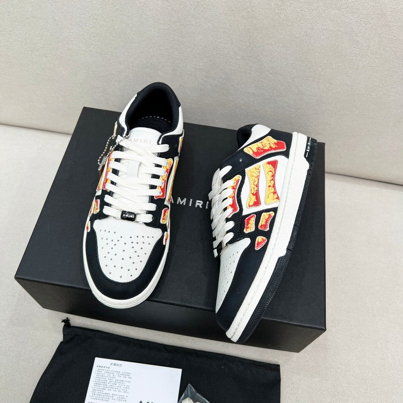 AMIRI Low-Top Sneakers – Black / White with Flame Details