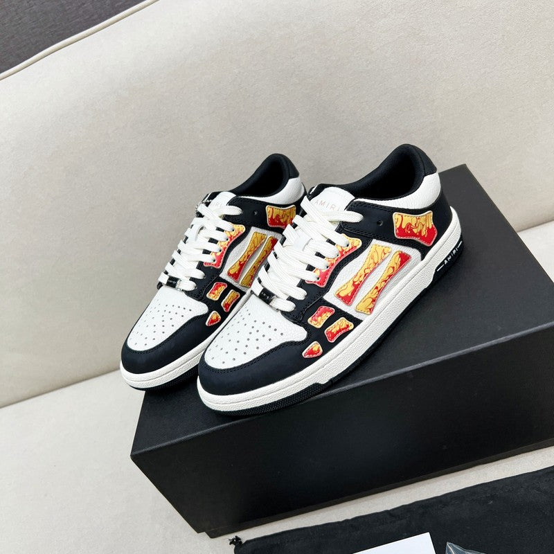 AMIRI Low-Top Sneakers – Black / White with Flame Details
