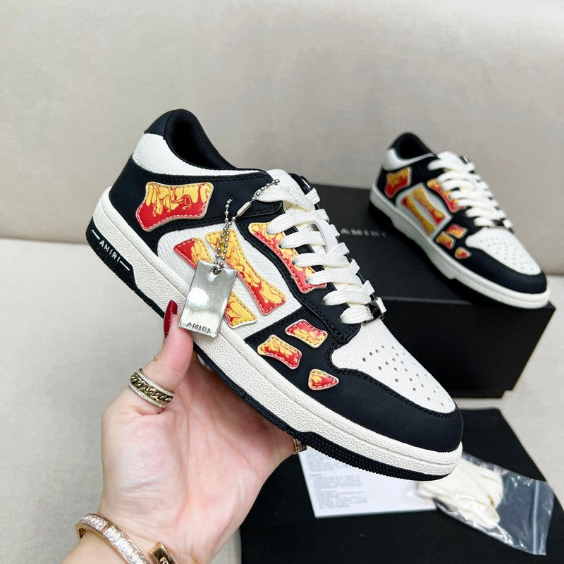 AMIRI Low-Top Sneakers – Black / White with Flame Details