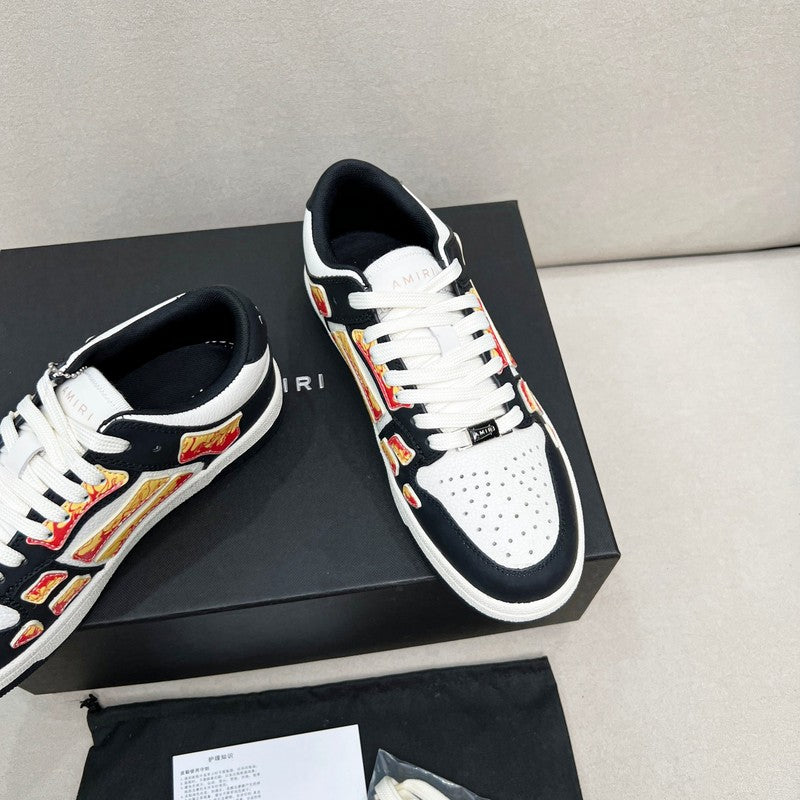 AMIRI Low-Top Sneakers – Black / White with Flame Details