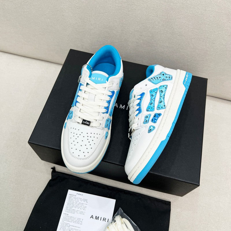 AMIRI Low-Top Sneakers – White / Blue Paisley