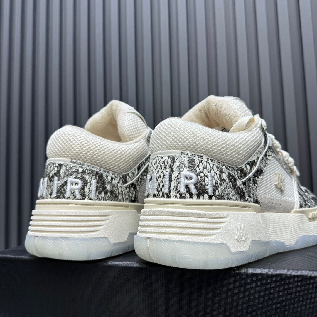 AMIRI Low-Top Sneakers – Cream / Black Snakeskin Print