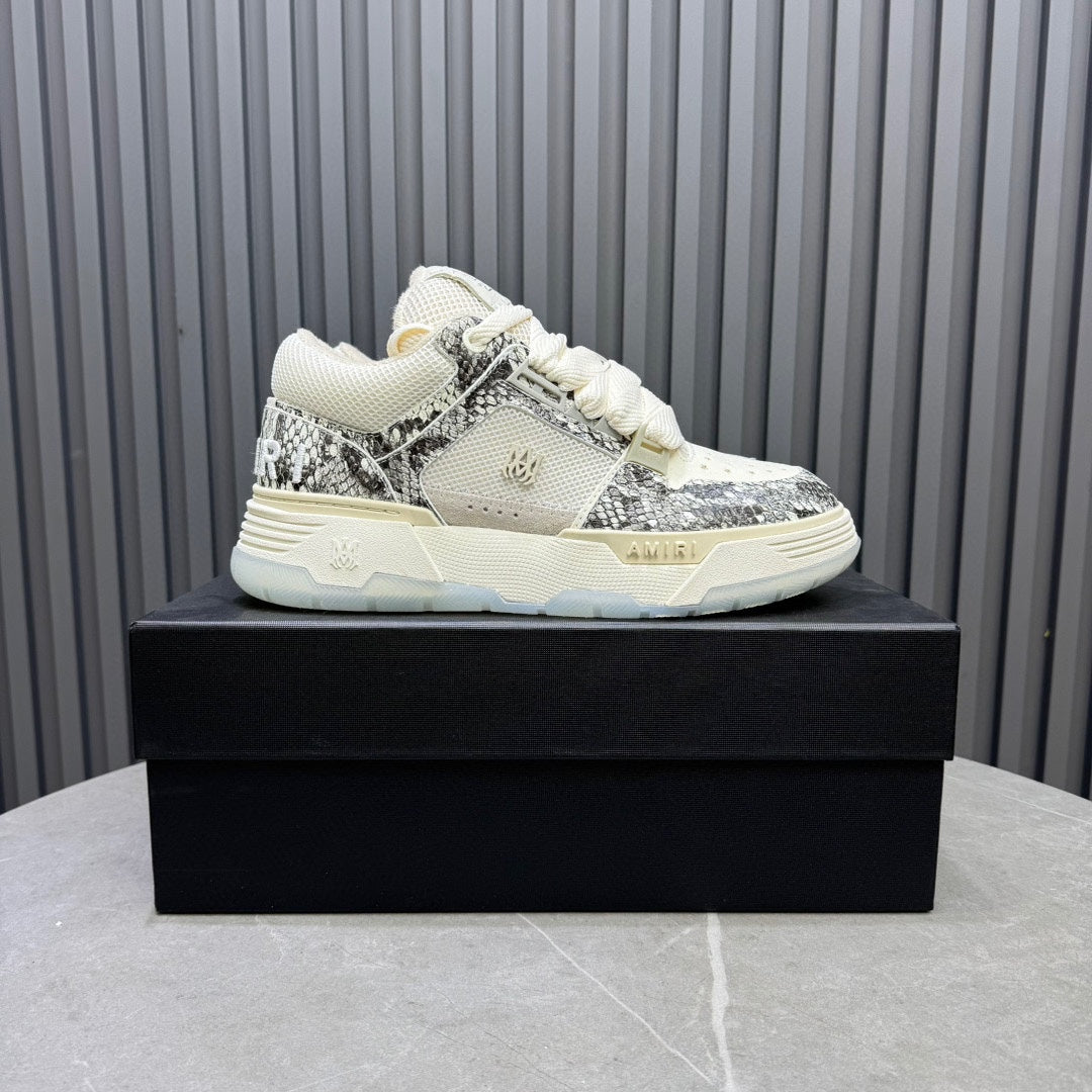 AMIRI Low-Top Sneakers – Cream / Black Snakeskin Print