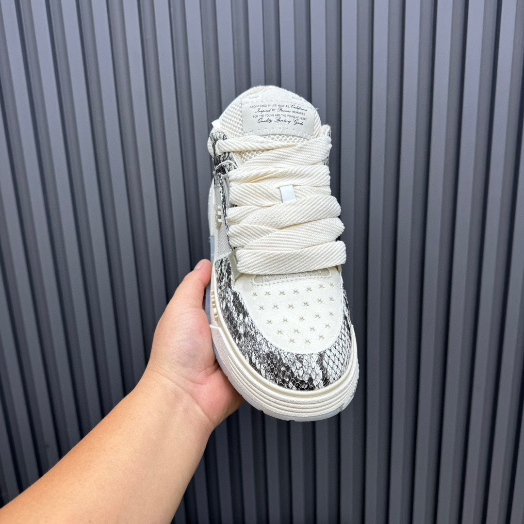 AMIRI Low-Top Sneakers – Cream / Black Snakeskin Print