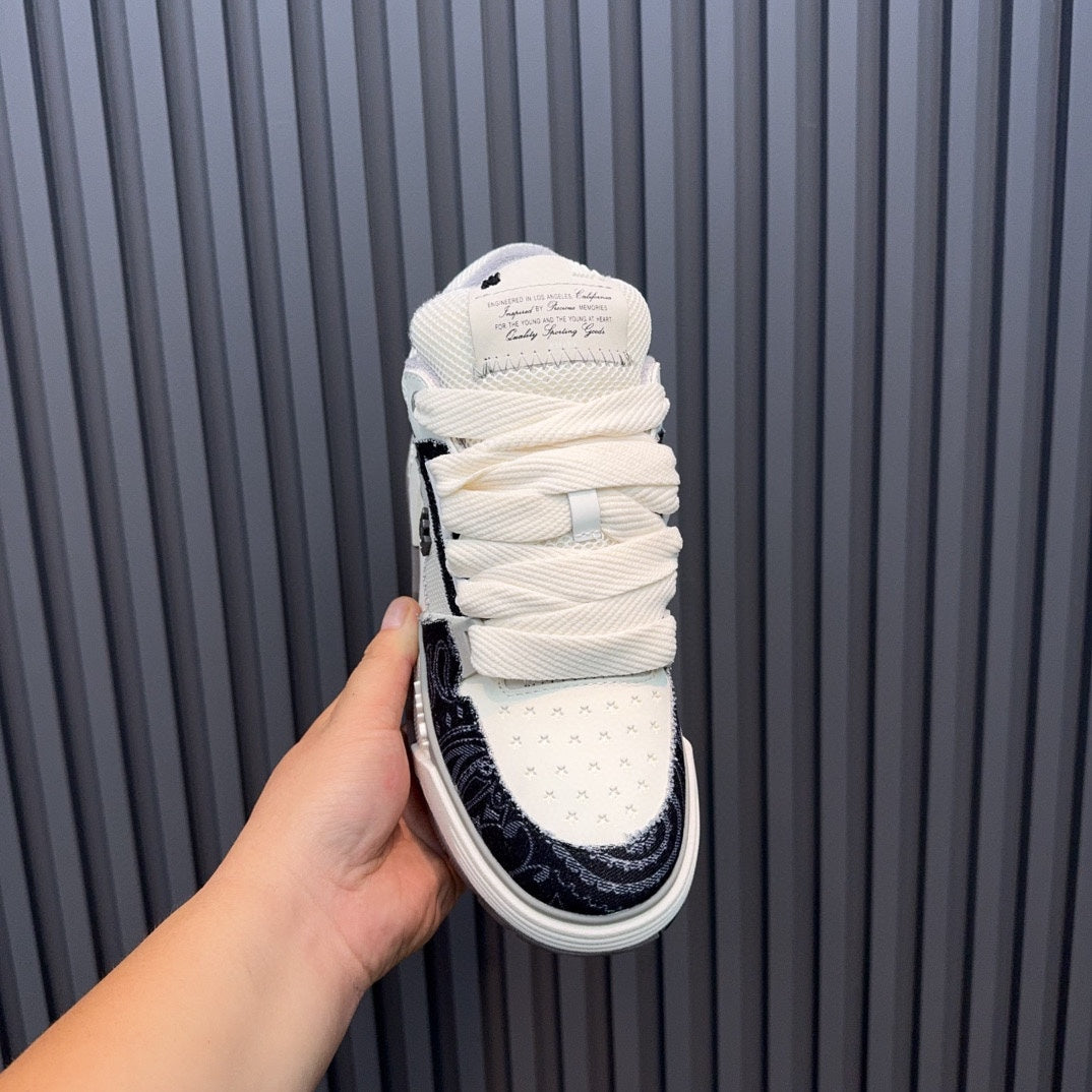 AMIRI Low-Top Sneakers – Cream / Black Paisley