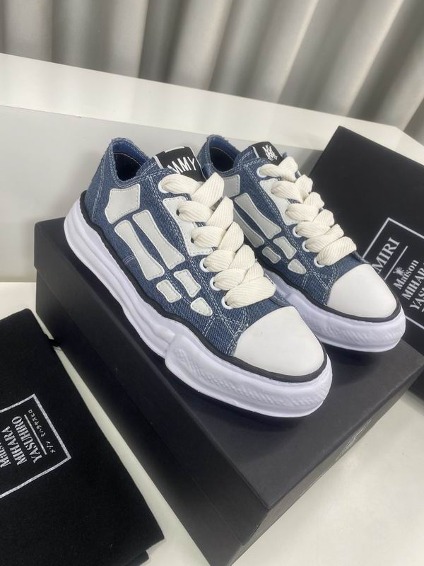AMIRI Blue Low-Top Sneakers with White Bone Appliqués