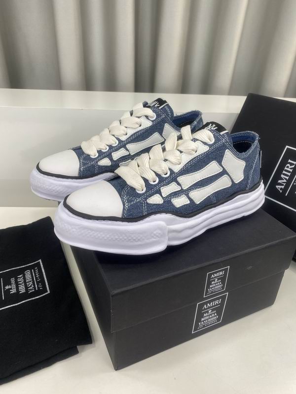 AMIRI Blue Low-Top Sneakers with White Bone Appliqués