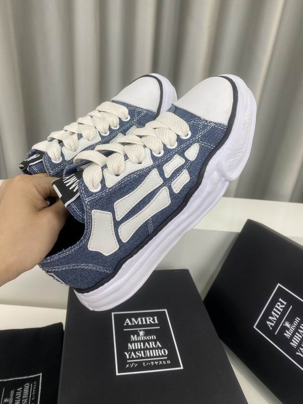 AMIRI Blue Low-Top Sneakers with White Bone Appliqués