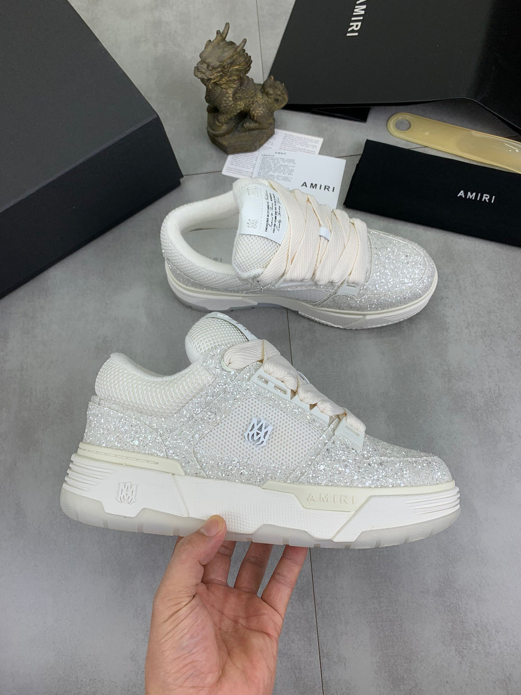 AMIRI Low-Top Sneakers – White Sparkle / Ivory