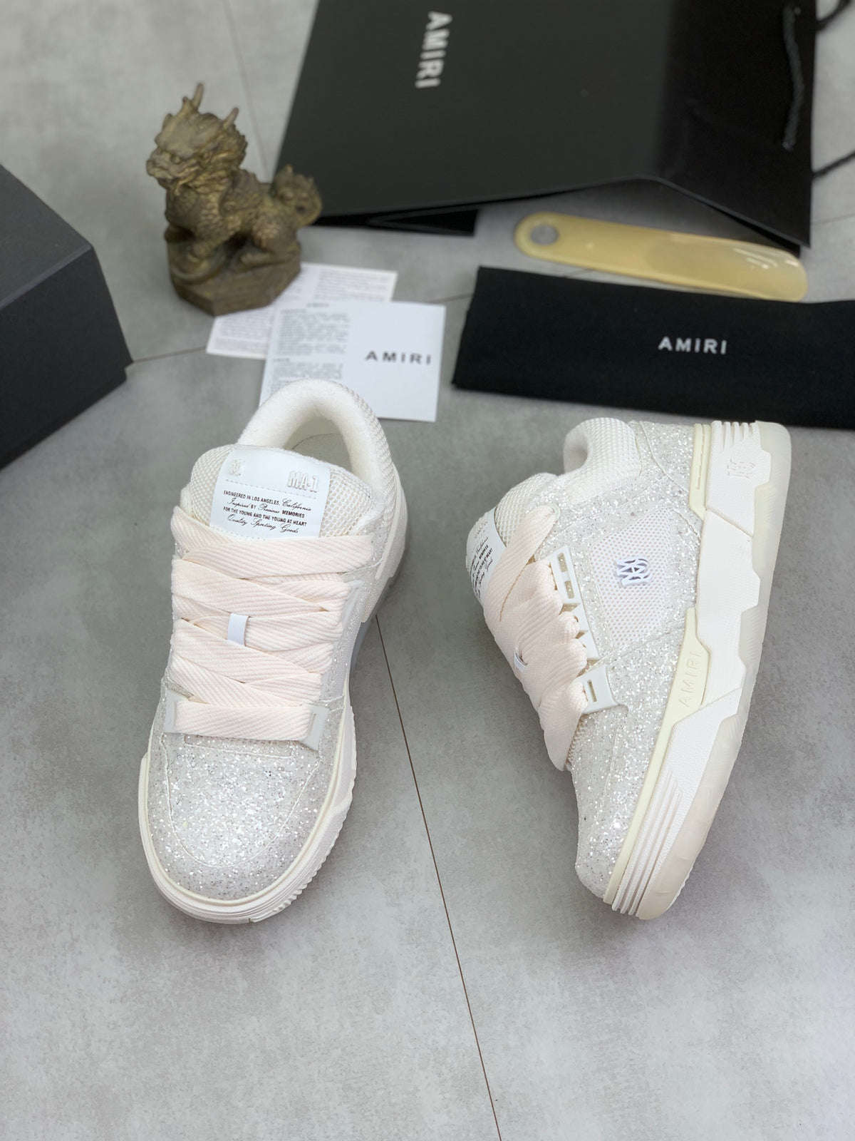 AMIRI Low-Top Sneakers – White Sparkle / Ivory