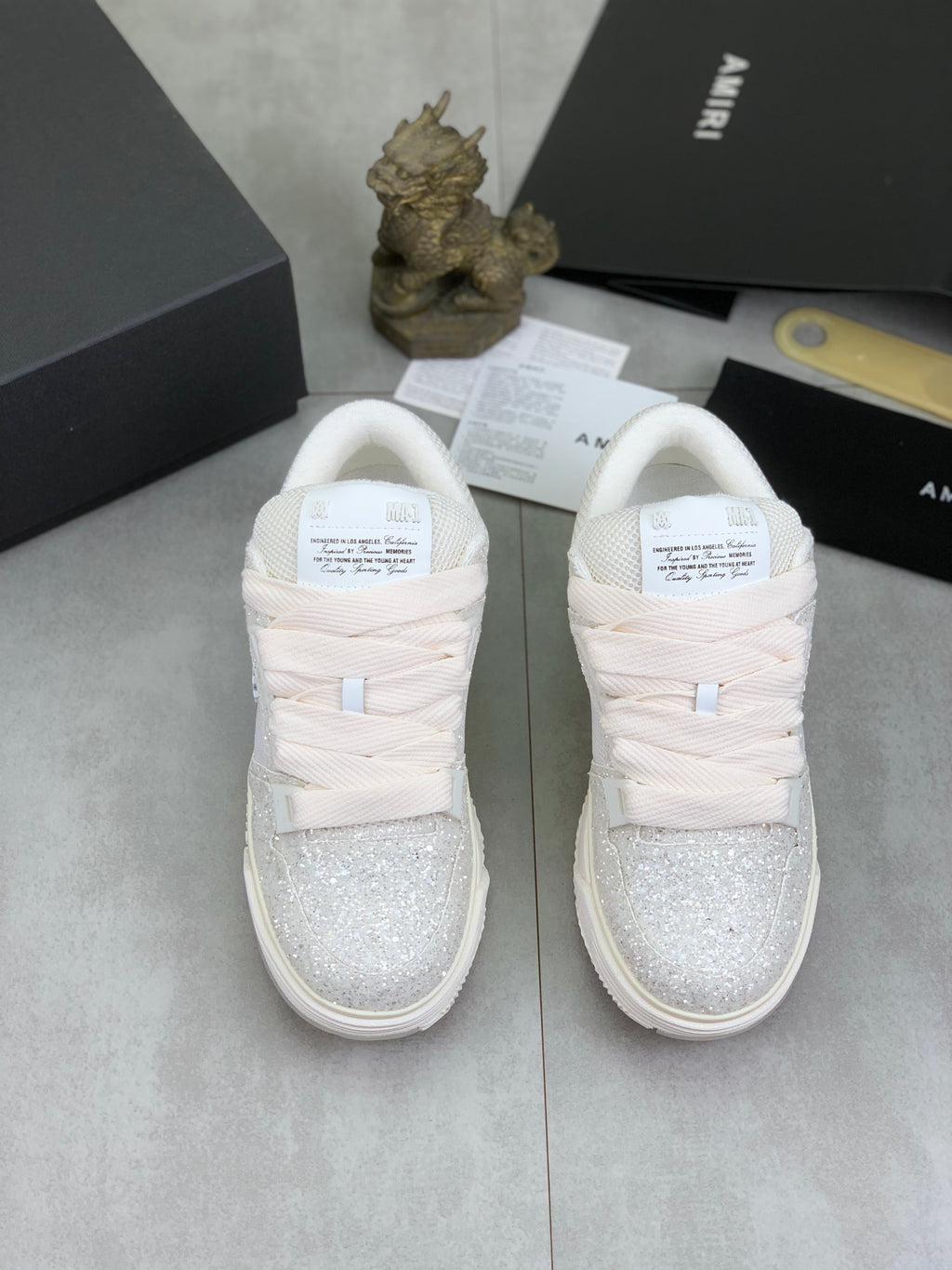 AMIRI Low-Top Sneakers – White Sparkle / Ivory