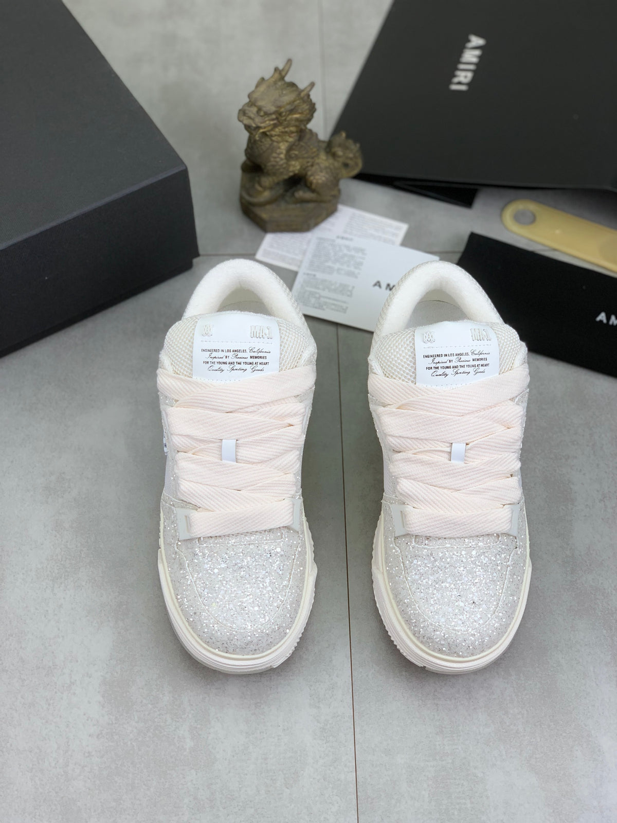 AMIRI Low-Top Sneakers – White Sparkle / Ivory
