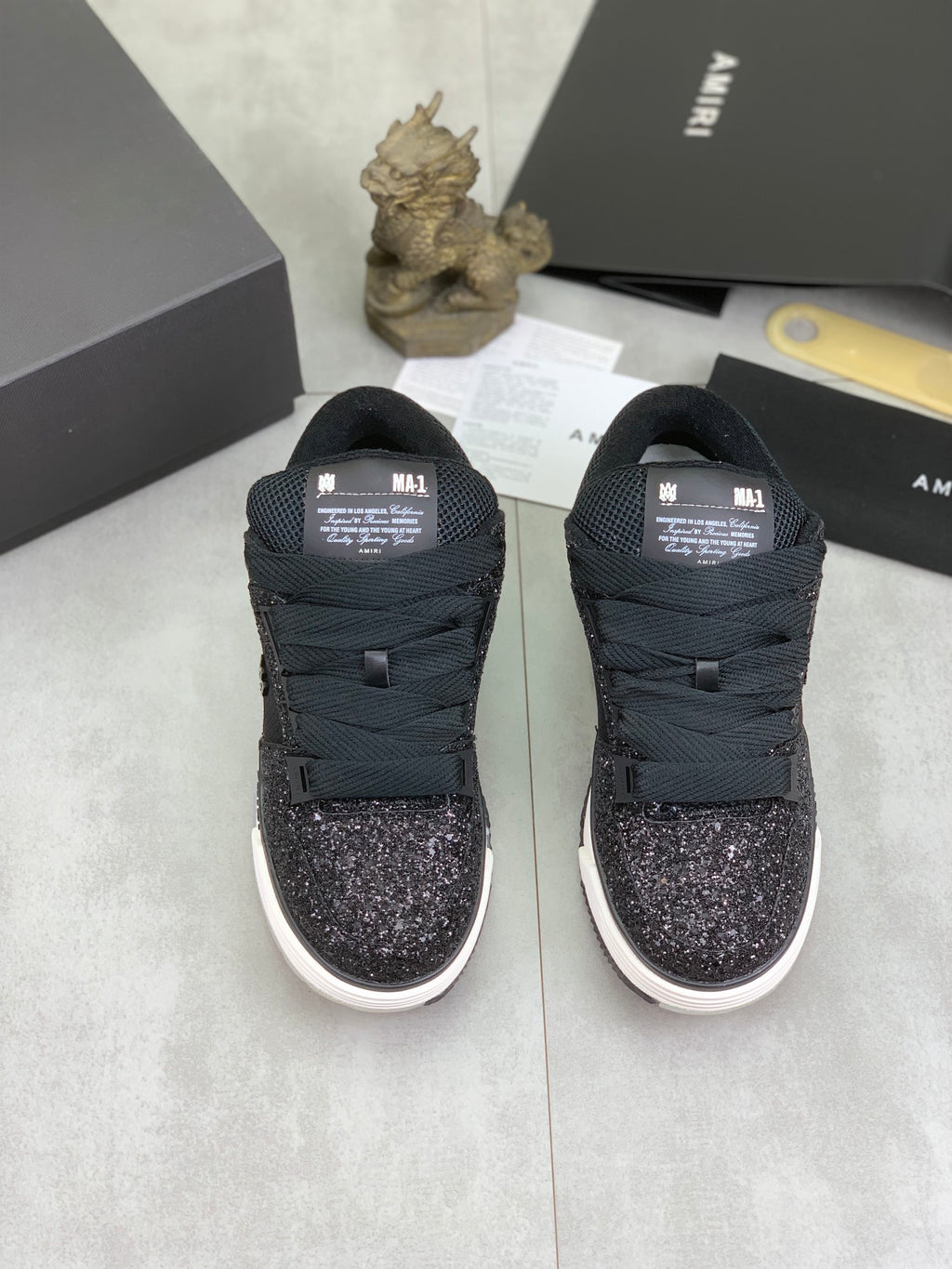 AMIRI Low-Top Sneakers – Black Sparkle / White Sole
