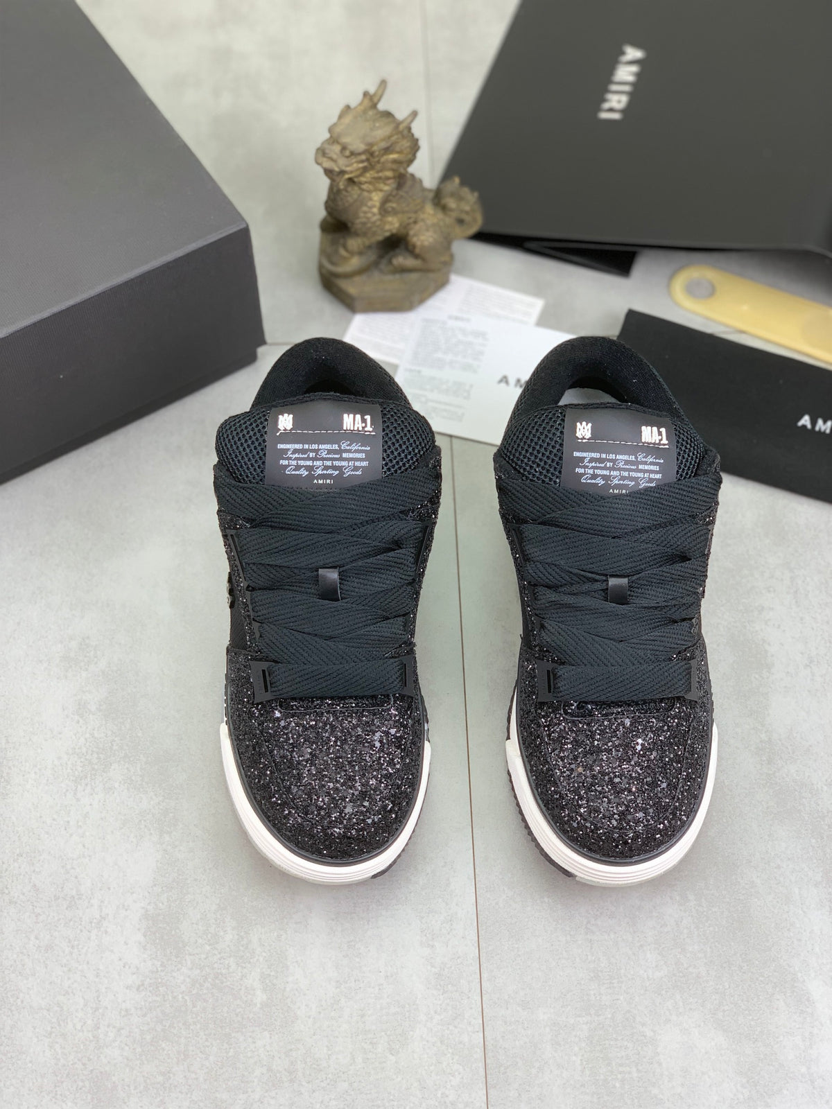 AMIRI Low-Top Sneakers – Black Sparkle / White Sole