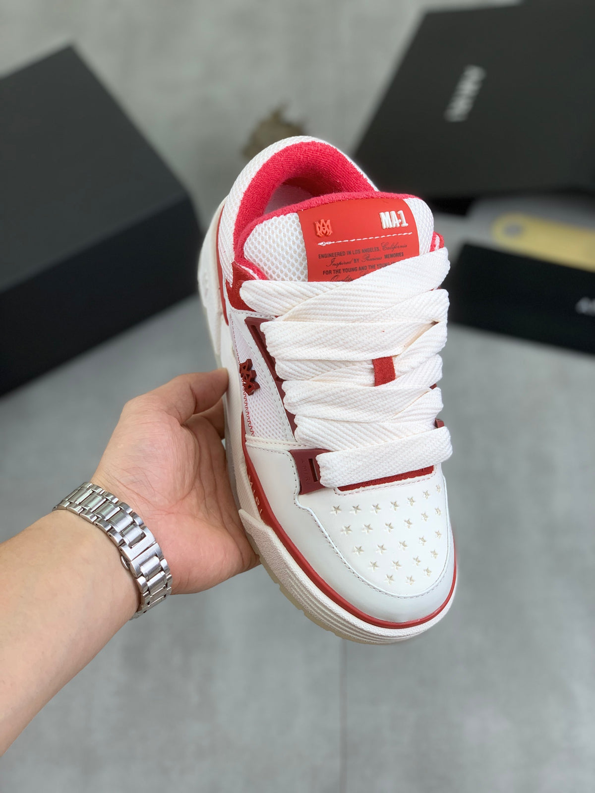 AMIRI Low-Top Sneakers – White / Red