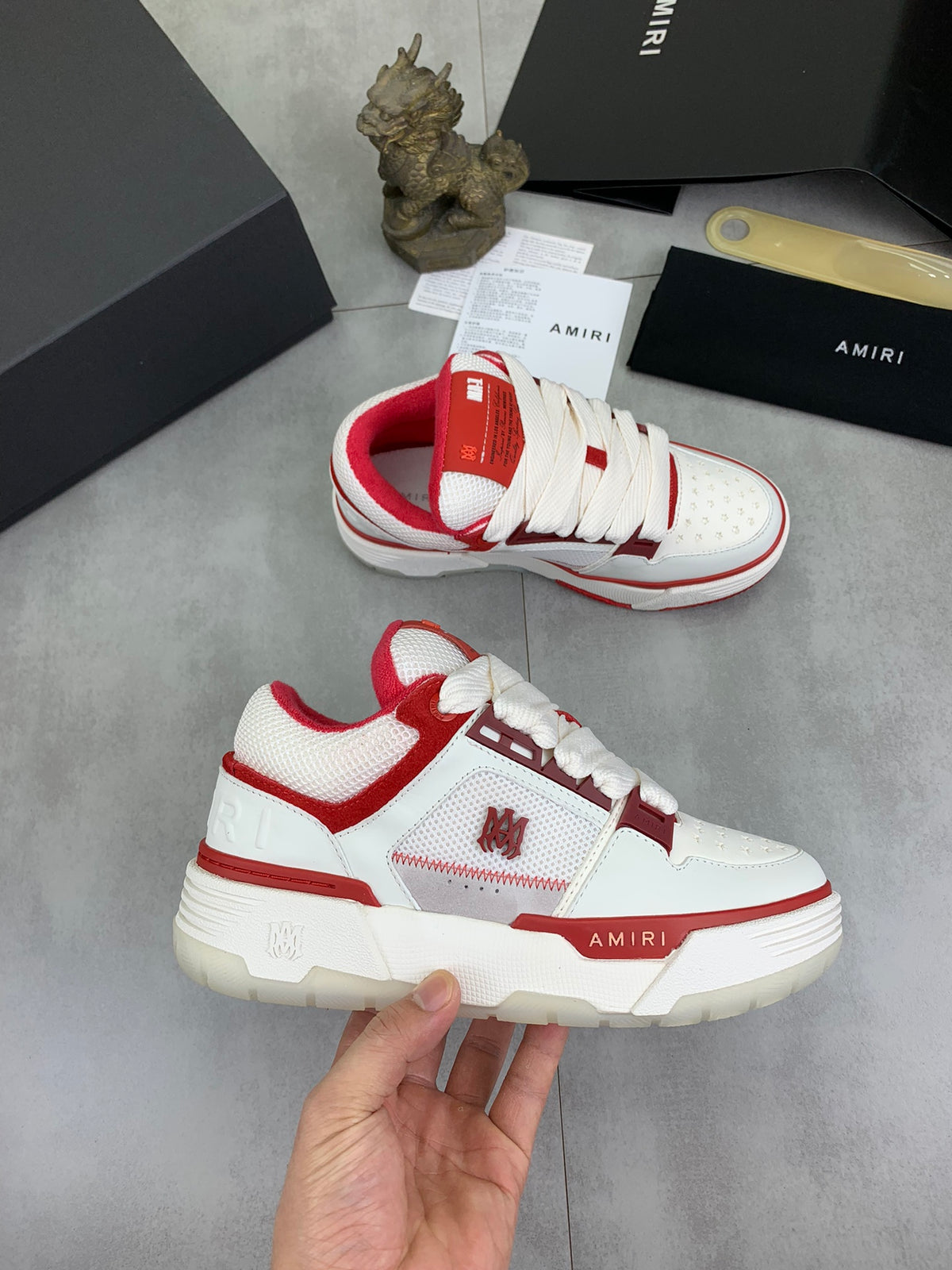 AMIRI Low-Top Sneakers – White / Red