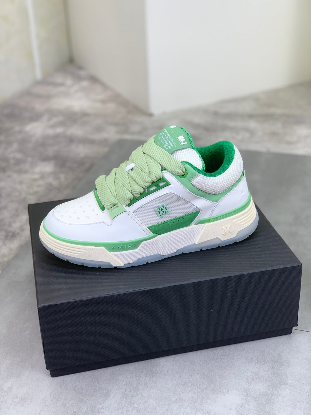 AMIRI Low-Top Sneakers – White / Mint Green with Cream Sole