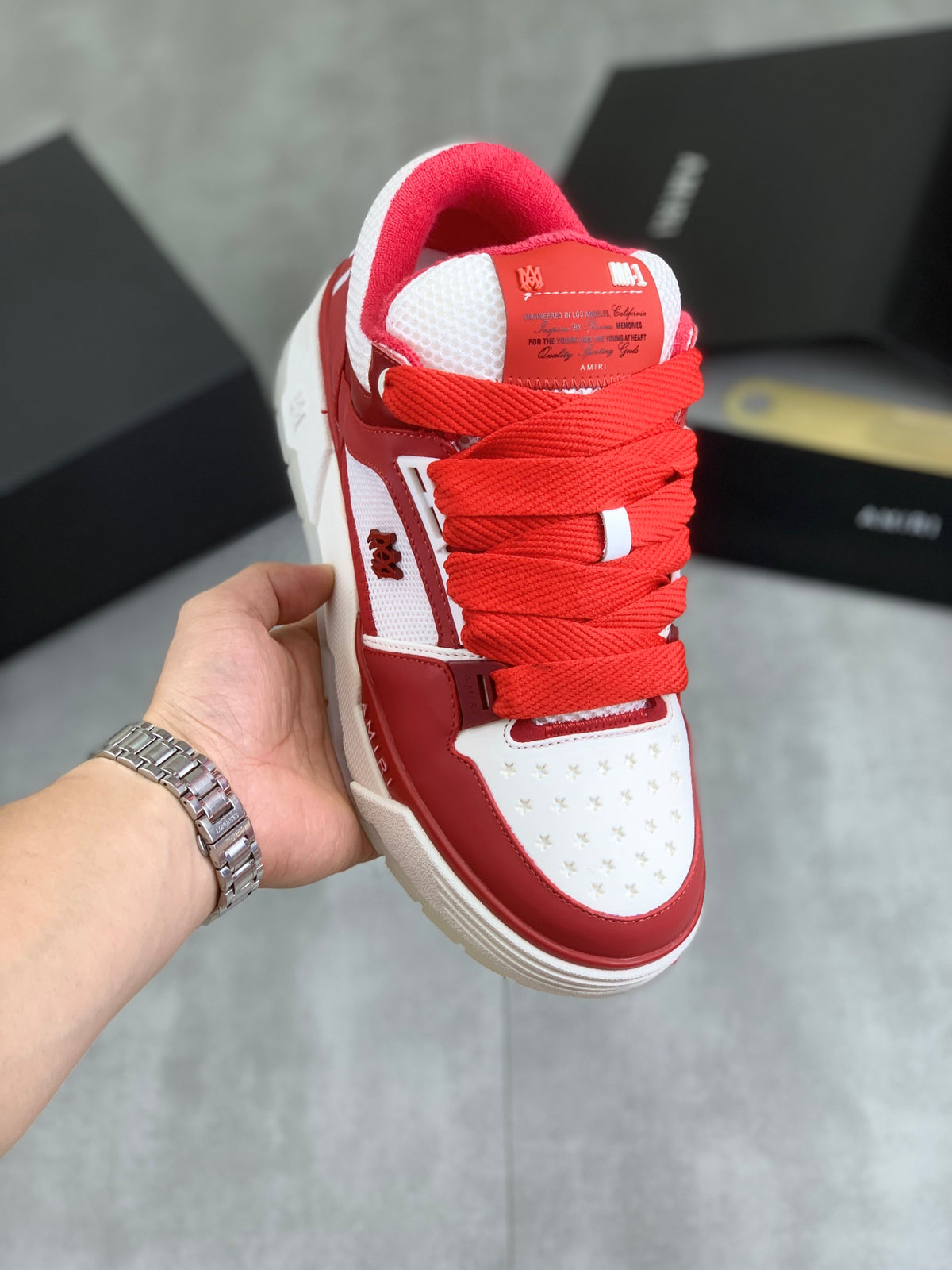AMIRI Low-Top Sneakers – Red / White with Wide Red Laces
