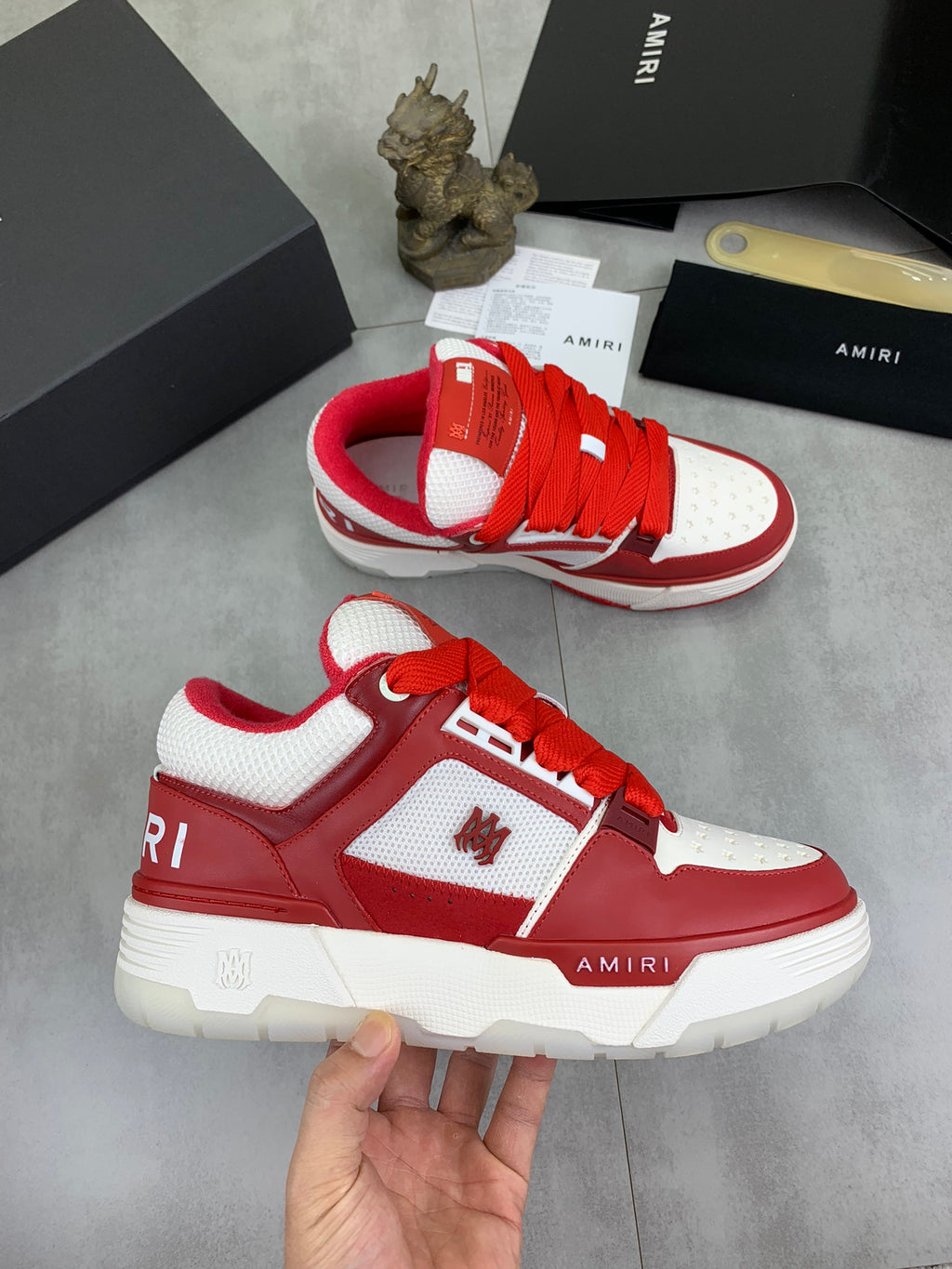 AMIRI Low-Top Sneakers – Red / White with Wide Red Laces