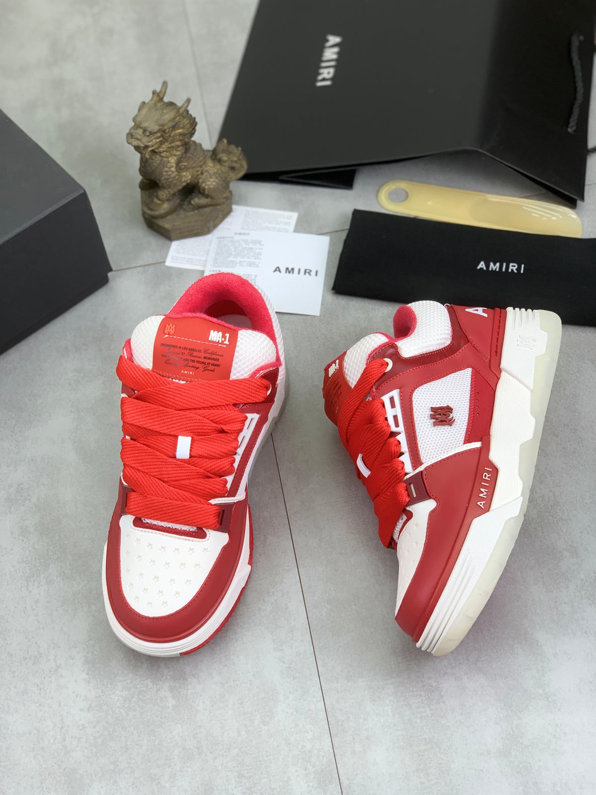 AMIRI Low-Top Sneakers – Red / White with Wide Red Laces