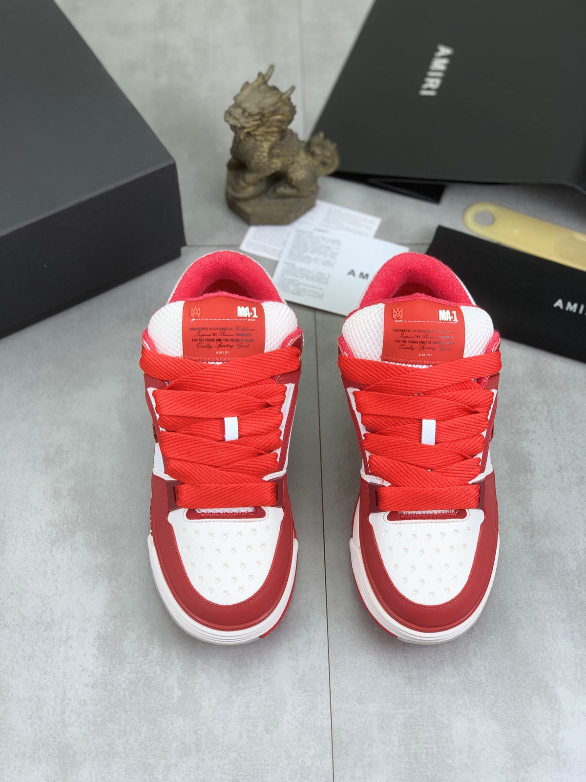 AMIRI Low-Top Sneakers – Red / White with Wide Red Laces