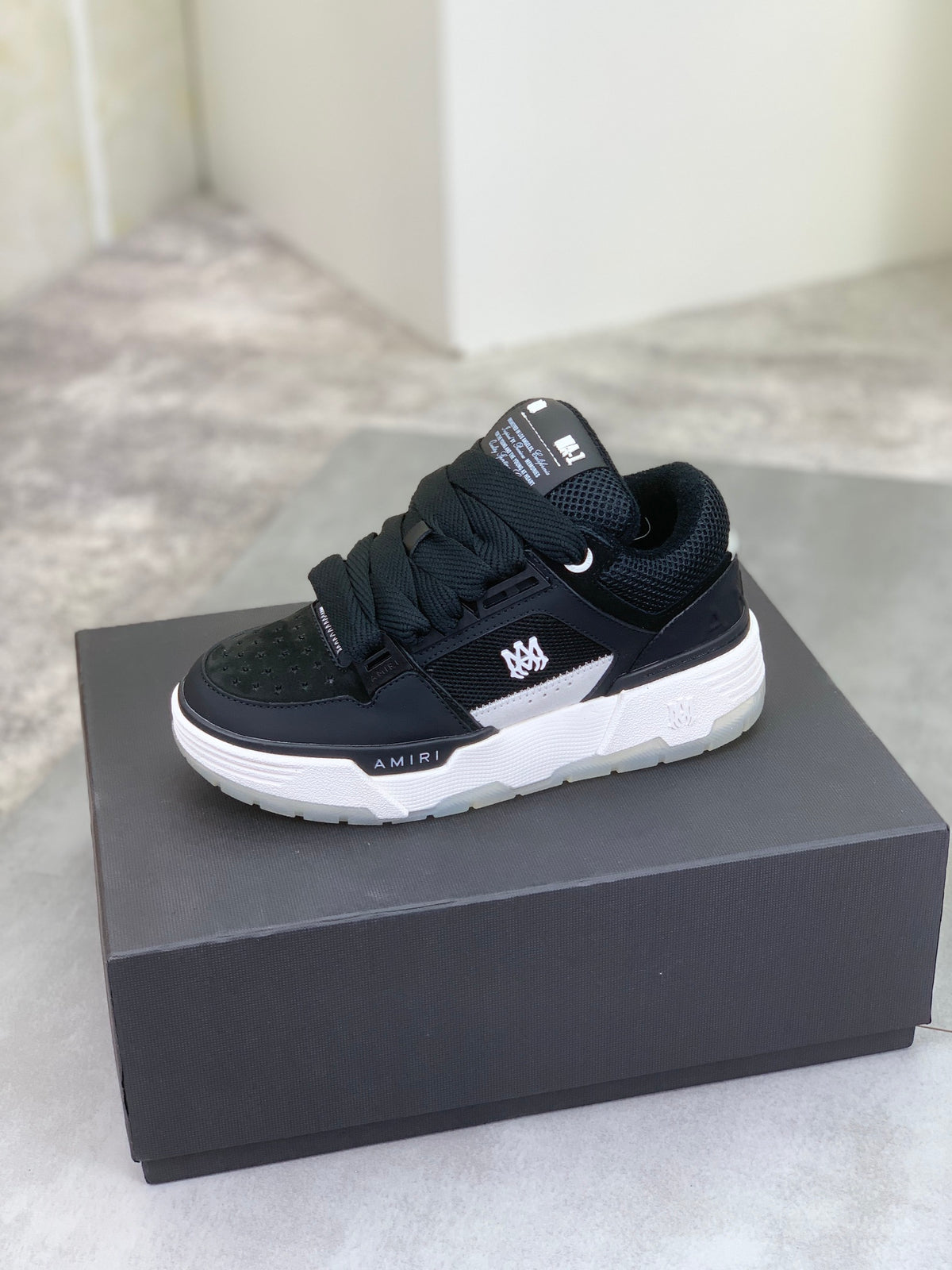 AMIRI Low-Top Sneakers – Black / White with Grey Accents