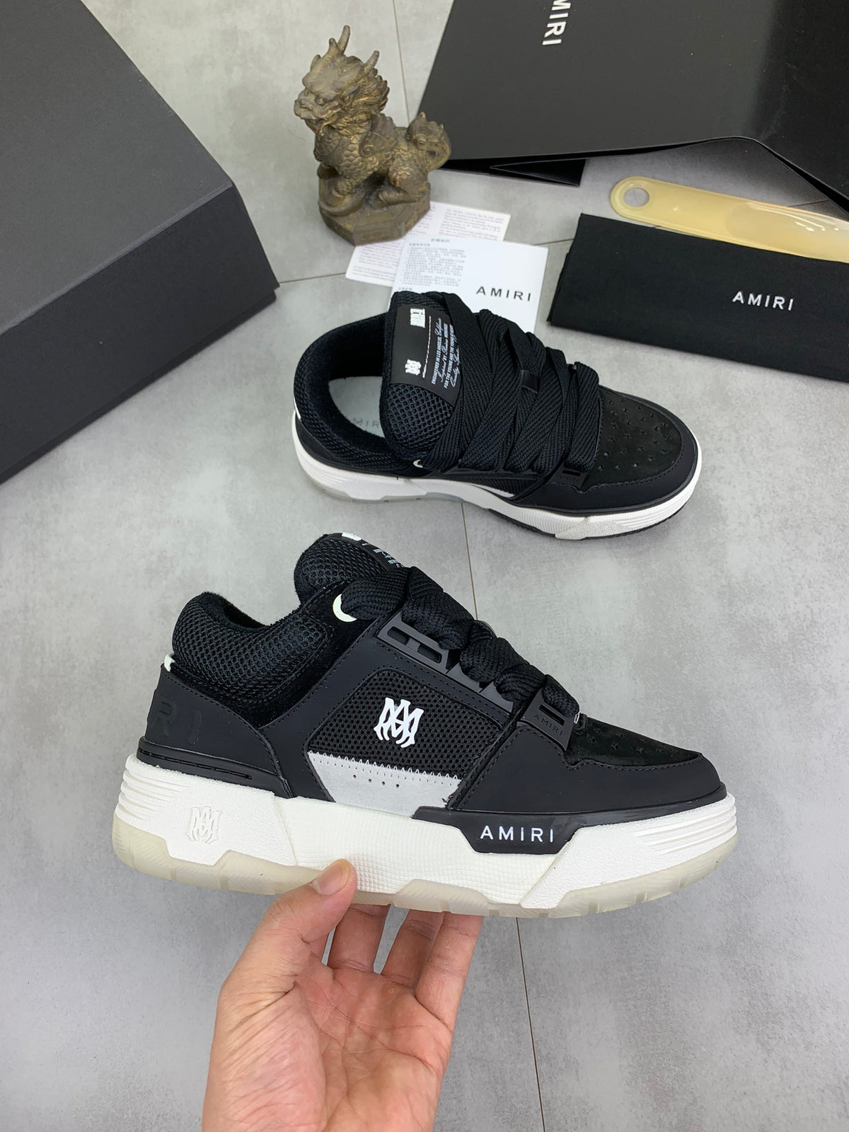 AMIRI Low-Top Sneakers – Black / White with Grey Accents