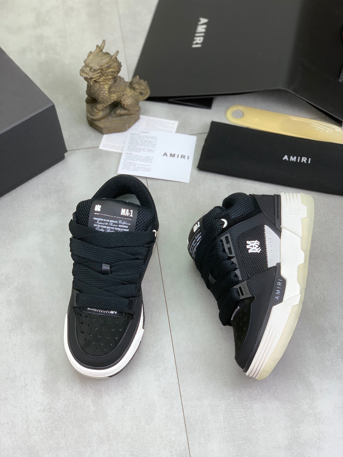 AMIRI Low-Top Sneakers – Black / White with Grey Accents