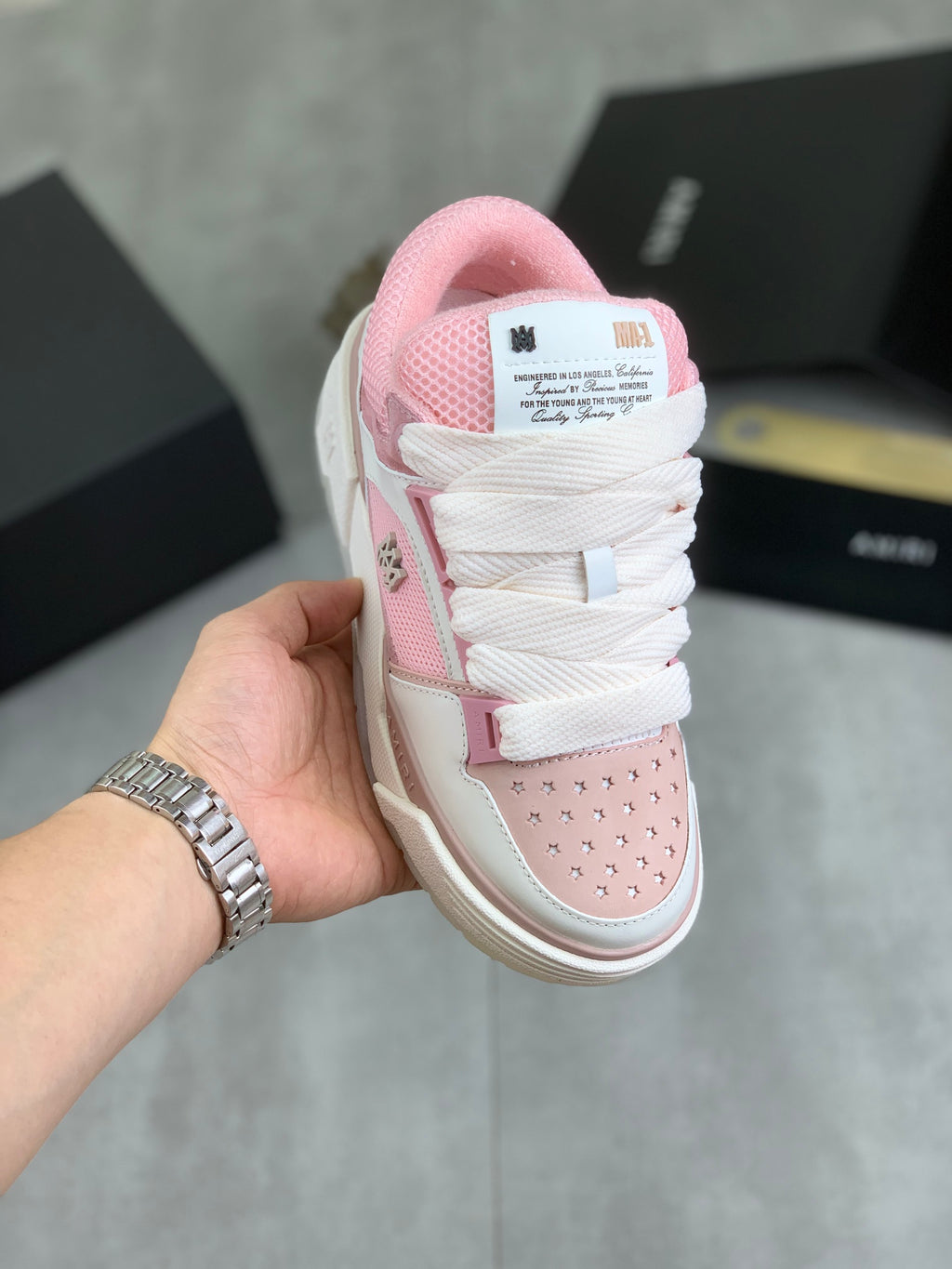 AMIRI Low-Top Sneakers – White / Pink