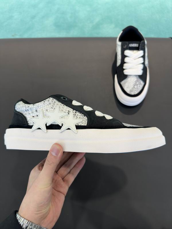 AMIRI Low-Top Sneakers – Black / White Snakeskin Print with Star Details