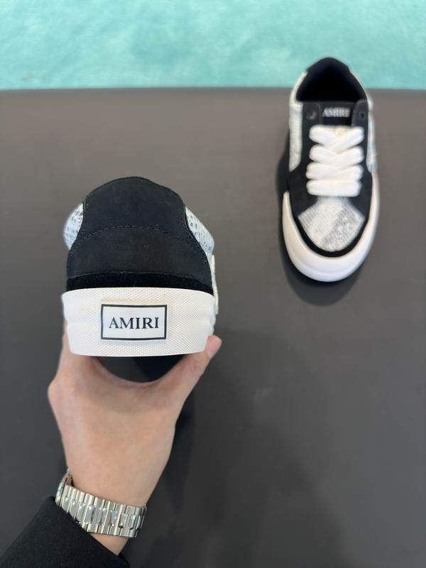 AMIRI Low-Top Sneakers – Black / White Snakeskin Print with Star Details