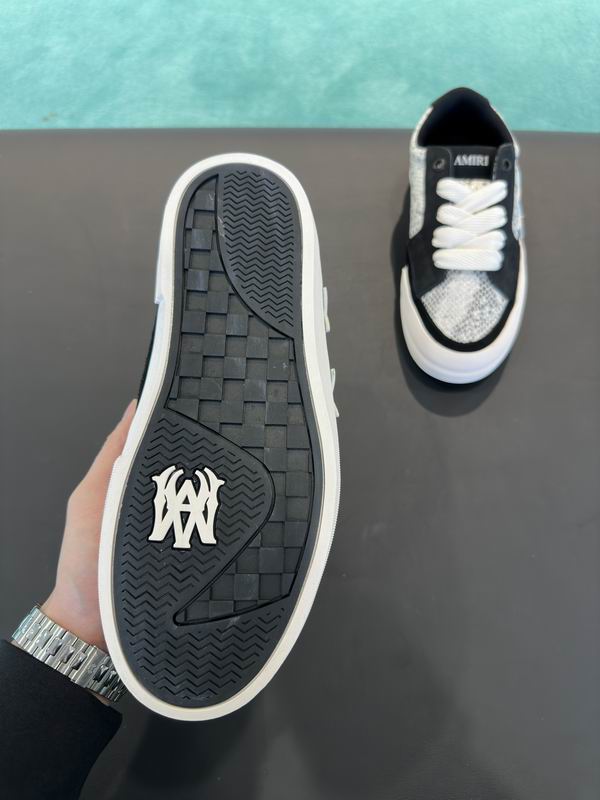 AMIRI Low-Top Sneakers – Black / White Snakeskin Print with Star Details