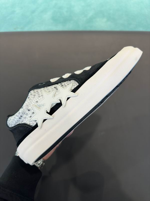AMIRI Low-Top Sneakers – Black / White Snakeskin Print with Star Details