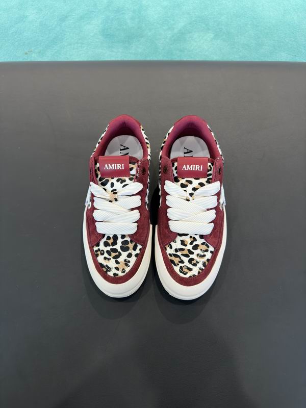 AMIRI Low-Top Sneakers – Burgundy / Leopard Print with White Stars
