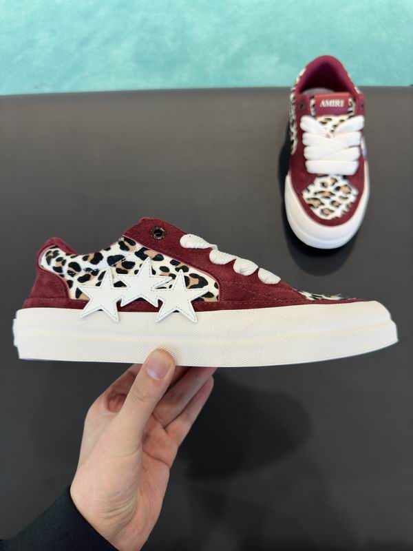 AMIRI Low-Top Sneakers – Burgundy / Leopard Print with White Stars