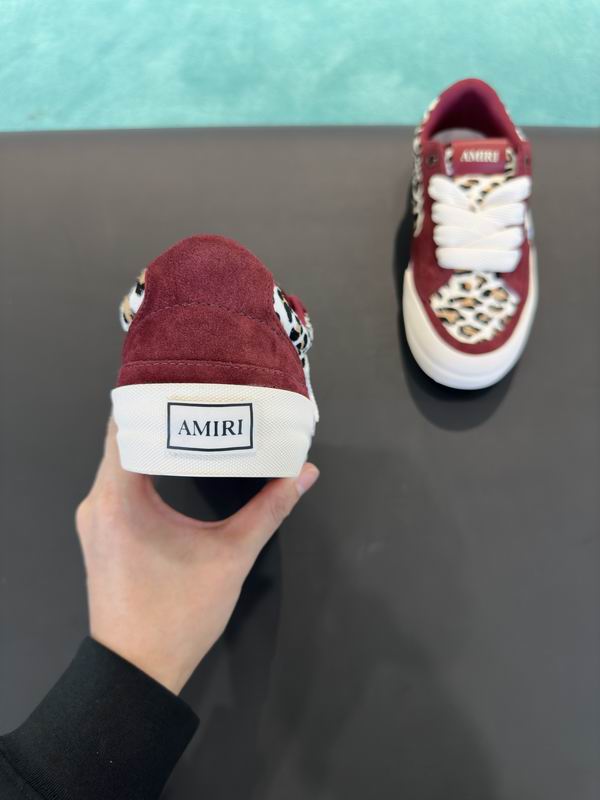 AMIRI Low-Top Sneakers – Burgundy / Leopard Print with White Stars
