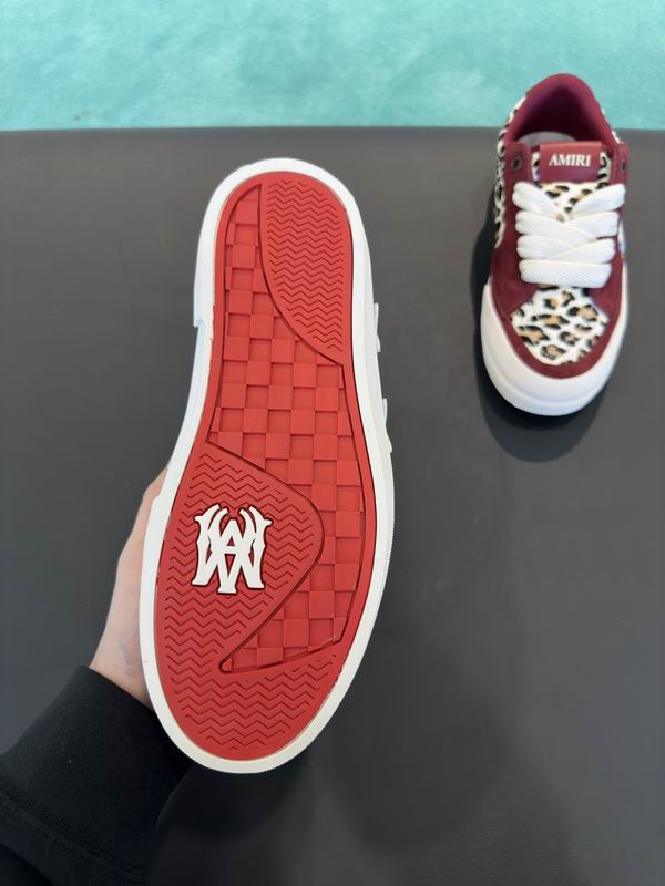 AMIRI Low-Top Sneakers – Burgundy / Leopard Print with White Stars