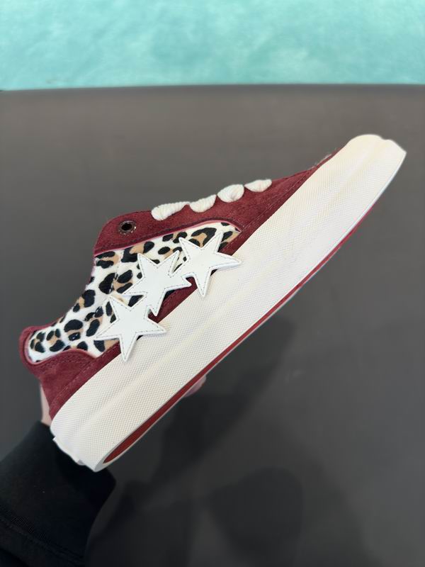 AMIRI Low-Top Sneakers – Burgundy / Leopard Print with White Stars