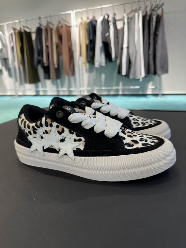 AMIRI Low-Top Sneakers – Black / Leopard Print with White Stars