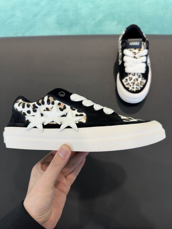AMIRI Low-Top Sneakers – Black / Leopard Print with White Stars