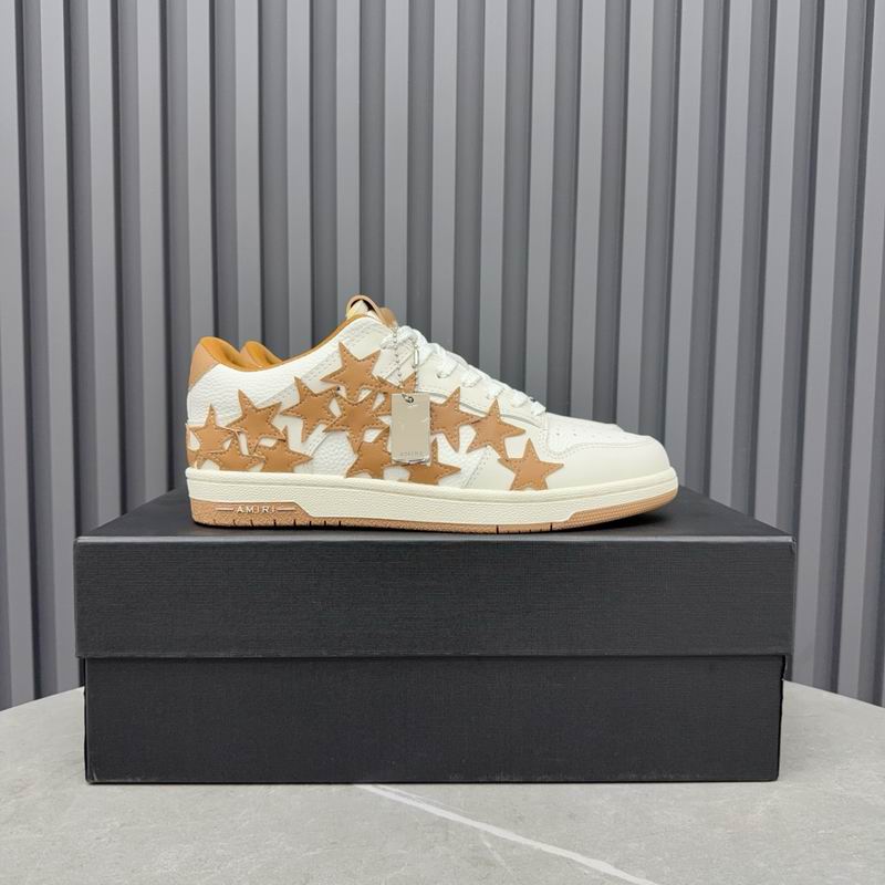 AMIRI White and Tan Star Low-Top Sneakers