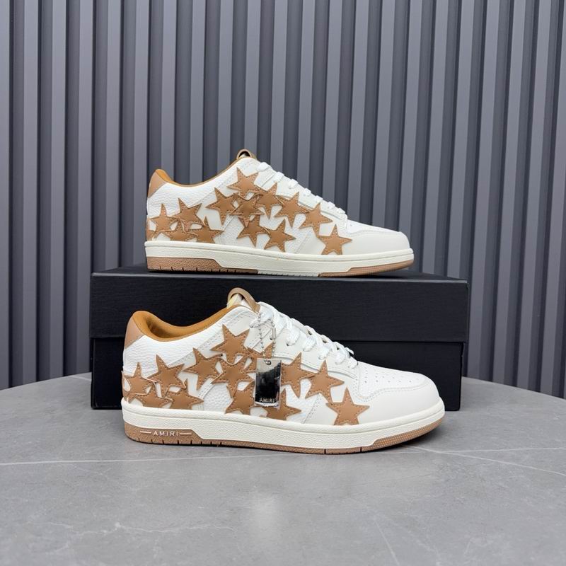 AMIRI White and Tan Star Low-Top Sneakers