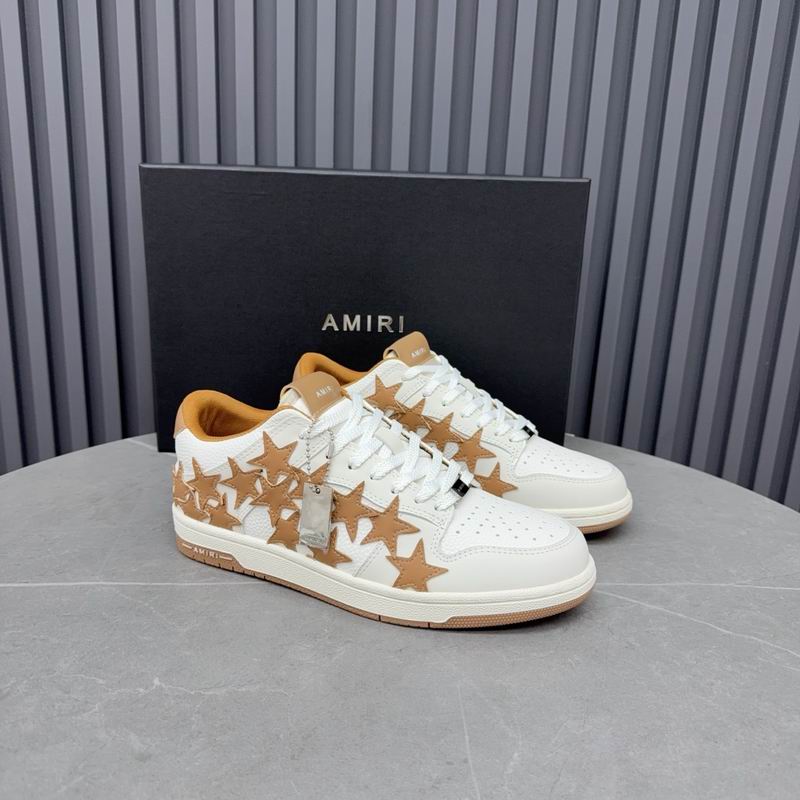AMIRI White and Tan Star Low-Top Sneakers